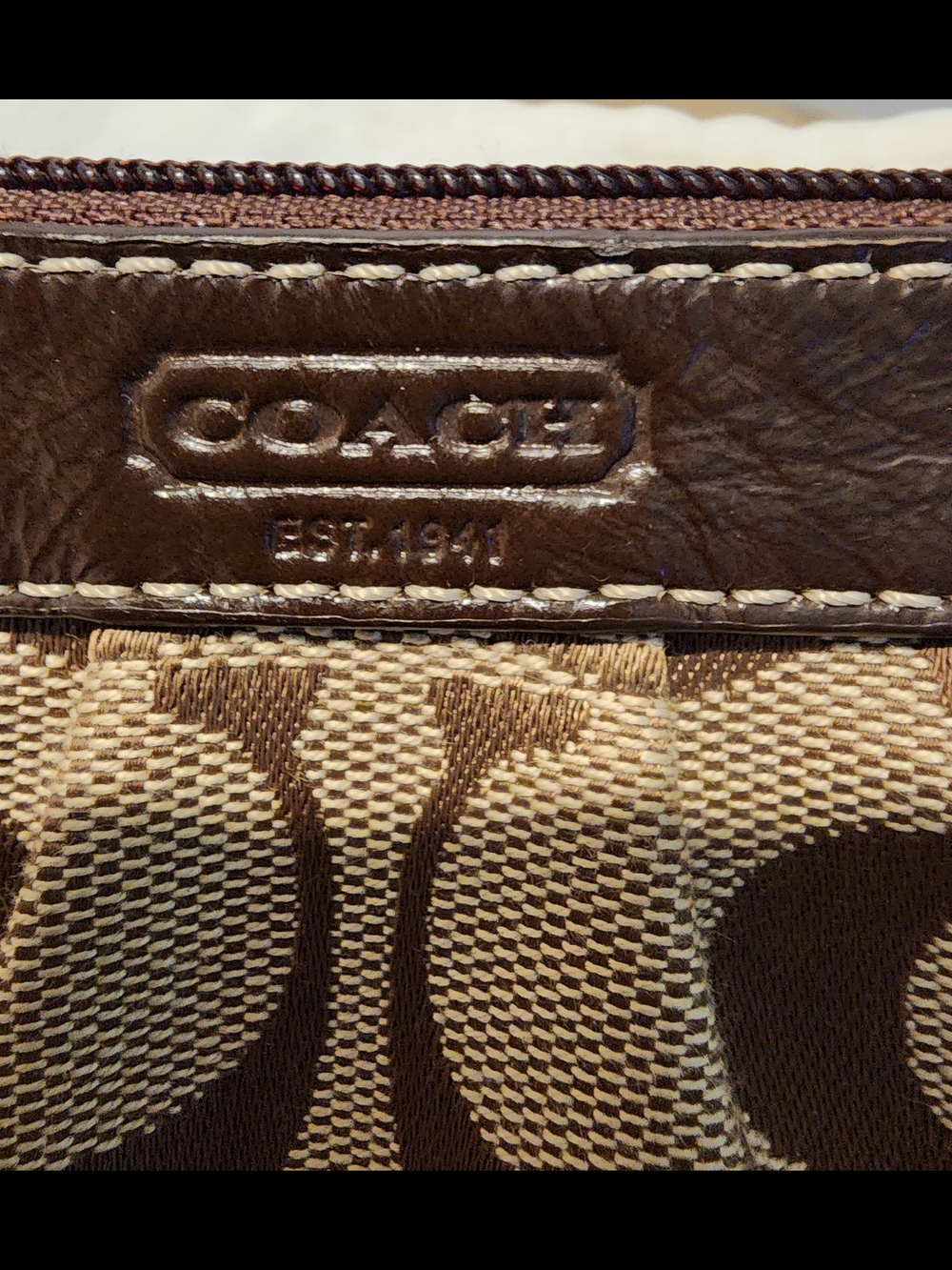 Coach Brown/Tan Signature Canvas Wristlet with Dust Bag - Picture 4 of 8